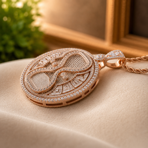 Rose <b>Gold</b> Plated Moissanite Hiphop <b>Pendant</b> Round Shape Diamond Ice Out Charm Necklace Unisex Party Jewelry - Product Image 2