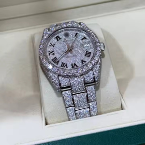 Montre en quartz Moissanite Crystal Wave Premium pour homme, sertie de pierres, avec mouvement de précision et design épuré - Product Image 3