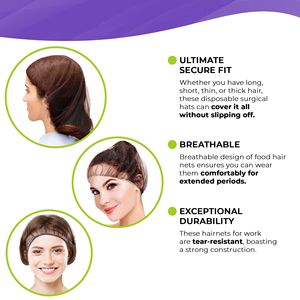 Confezione da 18 pollici di rete per capelli monouso marrone 1000 morbido e resistente in Nylon da cucina con reti per capelli Bouffant per uomo e donna elastiche - Product Image 3