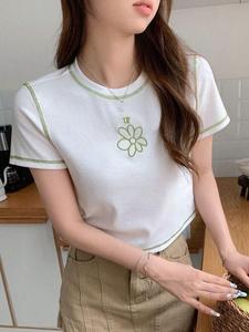 Women Navy Blue Cotton <b>T</b> <b>Shirt</b> Embroidered Dachshund <b>Dog</b> Short Sleeve Summer Casual Tee Base Layer Streetwear Apparel - Product Image 6