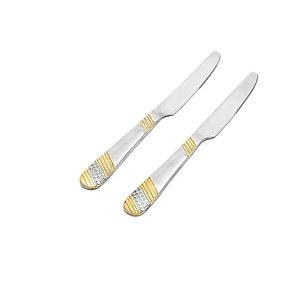 Cuchillo para Queso Crema de Acero Inoxidable, Diseño Rústico con Mango Dorado Exclusivo, Juego de Cuchillos de Cena de Acero Inoxidable con Acabado Espejo - Product Image 4