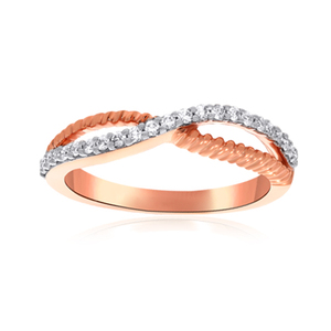 Anillo de Eternidad con Pavé de Diamantes Blancos y Oro Rosa de Dos Tonos para Mujer, Anillo de Oro Rosa con Pavé de Diamantes y Detalles de Gemas Blancas - Product Image 4