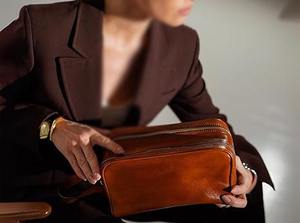 Trousse de Toilette en Cuir Véritable pour Hommes et Femmes, Pochette de Voyage Zippée pour Cosmétiques et Maquillage, Vente en Gros - Product Image 4