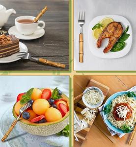 Ensemble de couverts haut de gamme en bambou, 60 pièces, acier inoxydable 18/8, pour 12 personnes, au meilleur prix - Product Image 2