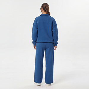 Ensemble de survêtement décontracté pour femme, imprimé, 100 % coton, coupe ample, pantalon de survêtement à jambe large, manches longues, molleton confortable - Product Image 5