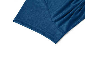 T-shirt décontracté pour femme, col rond, manches courtes, couleur unie, coupe classique, tricoté, respirant, toutes saisons, bleu - Product Image 5