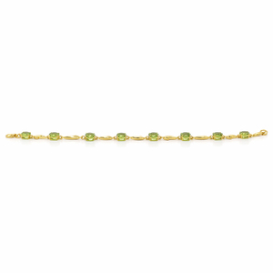Pulsera de Plata de Ley 925 con Dije de Pez y Peridoto Redondo, 8 Piedras Naturales, Chapado en Oro de 1 Micrón y Rodio - Product Image 5