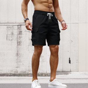 Shorts cargo d'été personnalisés pour le sport et le fitness, taille élastique, pour hommes et femmes, en tissu peigné respirant et à séchage rapide - Product Image 5