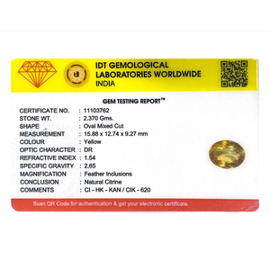 Certified Natural Citrine 11.85 Carat Fine Yellow Raw Gemstone - Product Image 4