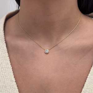 IGI Certified 14K 18K <b>Solid</b> <b>Gold</b> Round Brilliant Cut Diamond <b>Pendant</b> Necklace Bezel Set Lab Grown Diamond Solitaire Jewelry - Product Image 2
