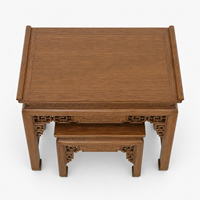 Tam Viet A08 Table d'altare rectangulaire en bois de Sindora massif, à un niveau, avec motif de lotus gravé, réutilisable, pour culte familial ancestral