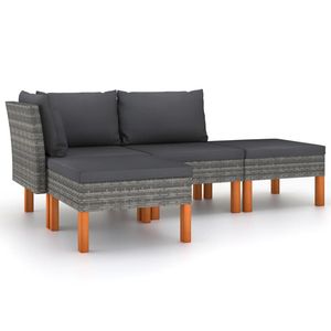 Ensemble de salon de jardin en polyrotin gris avec coussins, mobilier d'extérieur pour 4 personnes, design contemporain - Product Image 4