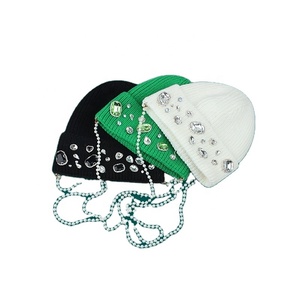 Fashion Rhinestone Beanie chain Hat for Women Knit <b>Winter</b> <b>Cap</b> with Chain Design Stylish Bling Beanie Low MOQ Wholesale Supplier - Product Image 2