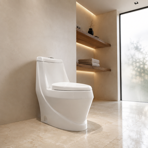 Inodoro Contemporáneo de Una Pieza, Alargado, con Descarga por Gravedad, Montado en el Suelo, de Porcelana, Fácil de Limpiar, con Sifón en S, Garantía de 5 Años, para Baño - Product Image 3