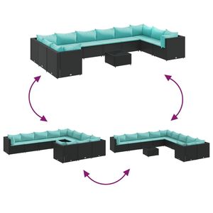 Conjunto de Muebles de Patio de 10 Piezas en Ratán Sintético Negro con Cojines, Elegante Colección de Muebles para Exteriores - Product Image 6