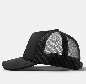 Unisex <b>Black</b> Canvas Trucker Hat 5-Panel Adjustable Casual Cap 100% Cotton Outdoor Travel Breathable Fabric Adult Headwear - Product Image 2