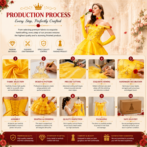 Nuovo Arrivo 2026: Abito <span class=keywords><strong>da</strong></span> <span class=keywords><strong>Principessa</strong></span> Belle per Donna, Costume Giallo di Halloween con Guanti, Abbigliamento per Spettacoli e Balli per <span class=keywords><strong>Adulti</strong></span> - Product Image 5