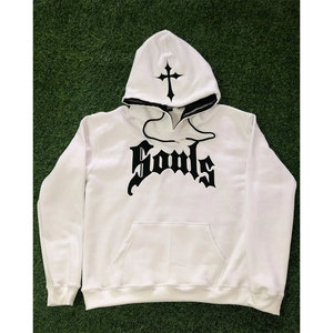 Sudadera con Capucha Blanca para Hombre, Algodón French Terry, Estampado de Letras en la Parte Delantera, Estilo Casual Otoñal, Corte Regular, Diseño con Bolsillos - Product Image 2