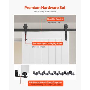 Porte coulissante de grange en MDF haute résistance 30 x 84 pouces avec kit de quincaillerie facile à installer, surface en PVC imperméable pour chambre à coucher - Product Image 5