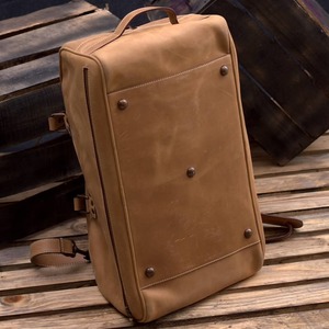กระเป๋าหนังแท้แบบ unisex สไตล์วินเทจ กระเป๋าเดินทางสุดสัปดาห์ ความจุขนาดใหญ่ ใช้งานได้หลากหลาย กระเป๋าถือขึ้นเครื่องพร้อมซิป - Product Image 4