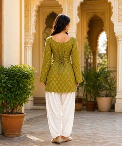 FANCY COTTON BANDHEJ PRINT WORK TOP PATIYALA SET MUSLIM WEAR FESTIVE WEAR SALWAR KAMEEZ LIVEWEAR- LW-9341 85251 - Product Image 2