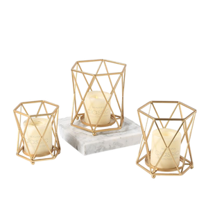 Hot Selling Geometric <b>Brass</b> <b>Lantern</b> with Glass Cylinder Candle Holder for Home Decoration Heat Resistant Votive Stand - Product Image 3