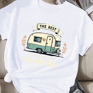 Camiseta cómoda para mujer Camping Vintage camper con tema natural - Product Image 1
