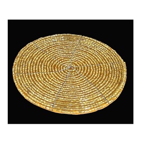 Posavasos Bordado con Cuentas Doradas, Diseño Bohemio Elegante, 300 mm de Diámetro, 5 mm de Grosor, Logotipo Personalizado, Decoración de Mesa de Alta Calidad - Product Image 5