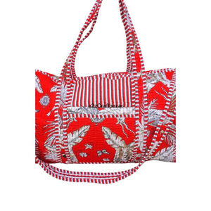 Bolsa de Lona Acolchada Vintage 100% Algodón para Mujer, Diseño Indio Multicolor Hecho a Mano, Ligera y de Gran Capacidad - Product Image 5