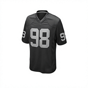 Maillot de football américain noir pour homme, numéro 98, col en V, manches courtes, polyester respirant, coupe classique, vêtements pour adultes - Product Image 3
