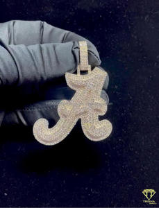 Custom Iced Letter Pendant Necklace Rhodium Plated GIA Certified Moissanite Personalized <b>Initial</b> Jewelry Hip Hop <b>Chain</b> Accessory - Product Image 3