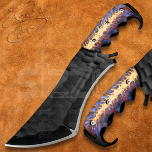 Cuchillo de Resina Pinecone Forward Bite, Recubrimiento de Polvo Negro, Acero D2, para Supervivencia, Caza, Camping, OEM, ODM - Product Image 6
