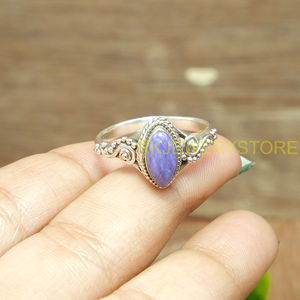 เงินแท้ 925 สีม่วงธรรมชาติ ชารอยต์ รูปทรงมาร์ควิส ทำด้วยมือ โบโฮ วินเทจ ฟิลิกรี แหวนผู้หญิง เครื่องประดับขายส่ง - Product Image 5