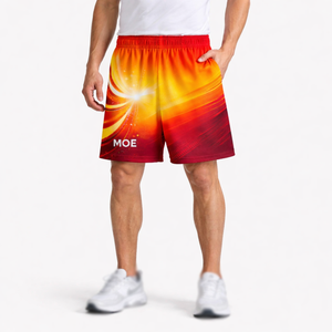 Pantalones Cortos Deportivos para Hombre con Estampado de Rayos de Sol en Poliéster, Cintura con Cordón, Ropa de Entrenamiento de Baloncesto, Logotipo Personalizado OEM - Product Image 5