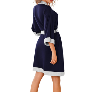 Peignoir unisexe en molleton de coton de haute qualité à col en V avec cordon de serrage, ensemble 2 pièces, vêtements de nuit doux, logo personnalisé, séchage rapide - Product Image 2