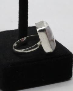 Bague ajustable en agate naturelle pour femme – Bague en argent allemand faite à la main avec pierre d'agate, bijoux bohèmes en pierres précieuses - Product Image 2