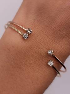0.40 CT Lab Grown Brilliant Cut <b>Diamond</b> Bangle <b>Ring</b> Side White <b>Diamonds</b> 18K Gold Plated | IGI Certified Minimalist Bridal - Product Image 1