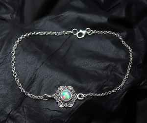 Flower <b>Bracelet</b> <b>Sterling</b> <b>Silver</b> Fire Opal Jewelry Handmade Delicate Daily Wear Natural Gemstone <b>Bracelet</b> - Product Image 6