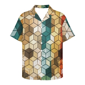 เสื้อเชิ้ตแขนสั้นพิมพ์ลายต้นปาล์มเขตร้อนสำหรับผู้ชาย ทรงปกติ สวมใส่สบาย ระบายอากาศได้ดี ผลิตจากผ้าโพลีเอสเตอร์ทอ - Product Image 4