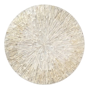 Assiette de présentation en nacre, ronde, artisanale, 13 pouces, incrustation de coquillages Capiz, décorative, pour la décoration de table de mariage et de salle à manger - Product Image 1