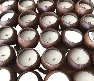 Pembuatan Vietnam lilin beraroma dalam mangkuk batok kelapa-lilin tempurung kelapa buatan tangan 99 Data emas