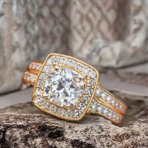 Bague de fiançailles en diamant Djewels, or jaune 14 carats, diamant de laboratoire taille brillant serti à griffes, certifié IGI, style de luxe pour femme, haut de gamme - Product Image 1