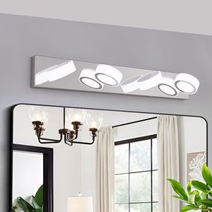29\" Sleek Chrome LED <b>Vanity</b> <b>Light</b> Modern 4-<b>Light</b> Wall Fixture for Bathroom <b>Mirror</b> Shower Decor - Product Image 4