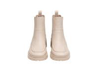 Bottines Chelsea à plateforme en PU beige, talon épais, fermeture élastique, semelle extérieure antidérapante en TPR, pour le printemps, l'été et l'automne
