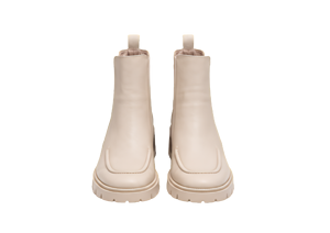 Botines Chelsea Formales de Plataforma en PU Beige, Punta Redonda, Tacón Grueso, Cierre Elástico, Suela Antideslizante de TPR, para Primavera, Verano y Otoño - Product Image 2