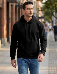 Wholesale <b>Men</b> Hoodie Sweatshirts Custom Logo Heavyweight Unisex Eco-Friendly Breathable <b>Pullover</b> Hoodie Regular Fit Solid Colour - Product Image 1