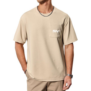 T-shirt de sport ample et moderne pour homme à manches courtes avec poche – Vêtement de musculation stylé – Fabricant de vêtements de sport - Product Image 2