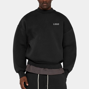 Men's <b>Black</b> <b>Turtleneck</b> Sweatshirt Solid Color Custom Logo Heat Transfer Printing Casual Pullover Oversized Fit Autumn Wear - Product Image 1