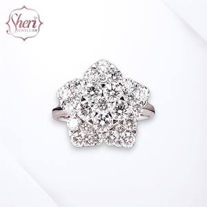 [เครื่องประดับเชอรี] แหวนเพชรธรรมชาติทองคำขาวแท้ 18K รูปดาวขนาดใหญ่พิเศษ ดีไซน์ระยิบระยับสะดุดตา - Product Image 1