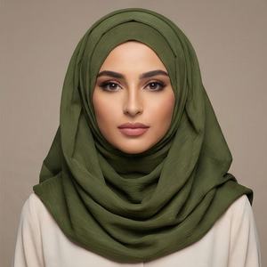 ผ้าคลุมฮิญาบชีฟองคุณภาพสูงสำหรับผู้หญิงมุสลิม ลายดอกไม้ สำหรับฤดูใบไม้ร่วง ผ้าพันคอยาวสั่งทำได้ สีสันปรับแต่งได้ ป้องกันแบคทีเรีย แห้งเร็ว พรีเมียม - Product Image 4